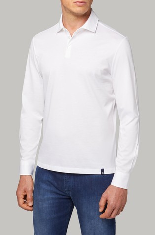 Long Sleeved Regular Fit Polo Shirt In Pima Cotton Jersey