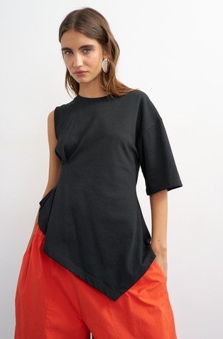 TSBELLE asymmetric one sleeve T-shirt