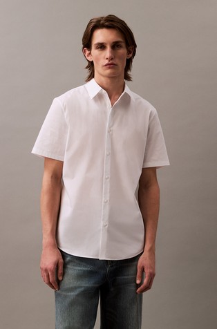 Slim fit short-sleeved shirt in stretch-cotton