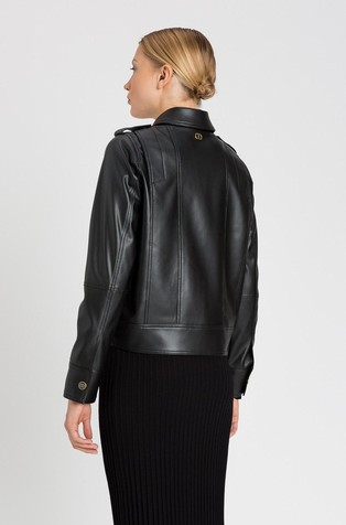 TWINSET Leather effect biker jacket Black 2