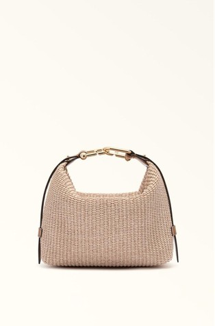 Mini Raffia-effect Hobo Bag