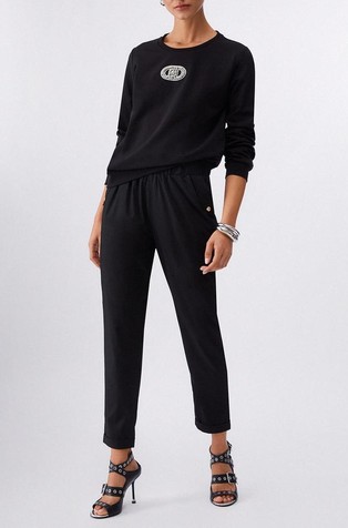 Cropped trousers with elasticated waistband