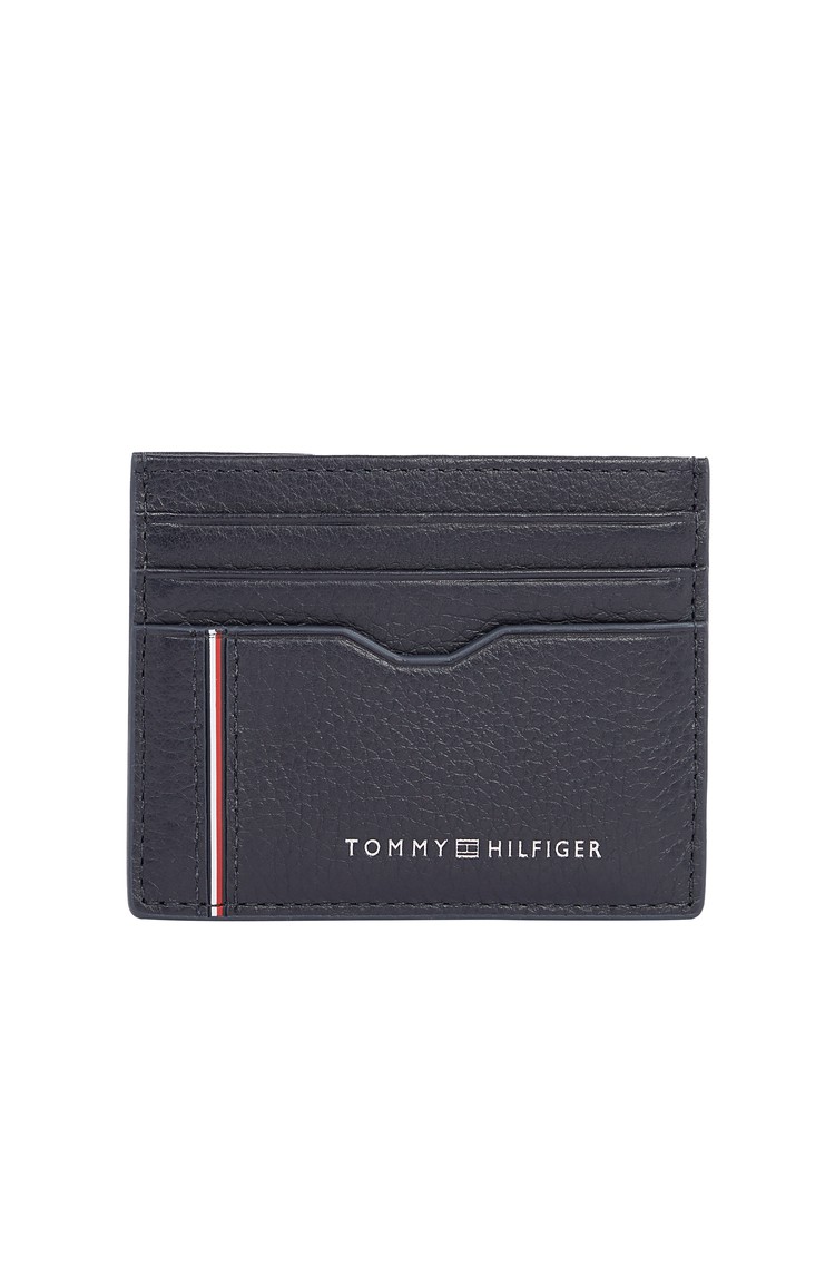 TOMMY HILFIGER TH Business Corporate usnjena denarnica za kartice Modra - Blue 
