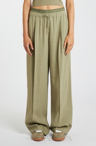 Monochrome viscose-linen blend trousers