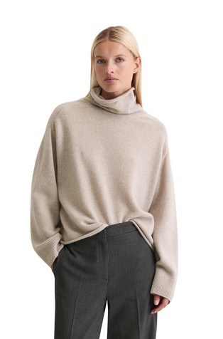 Relaxed fit pleten pulover s puli ovratnikom iz volnene mešanice