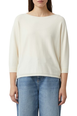 Pleten pulover z netopirskimi rokavi in pentljo zadaj