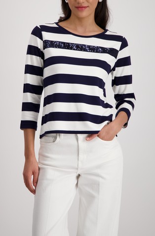 Črtasta majica z bleščicami