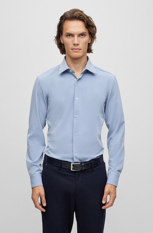 Slim-fit shirt in structured performance-stretch fabric