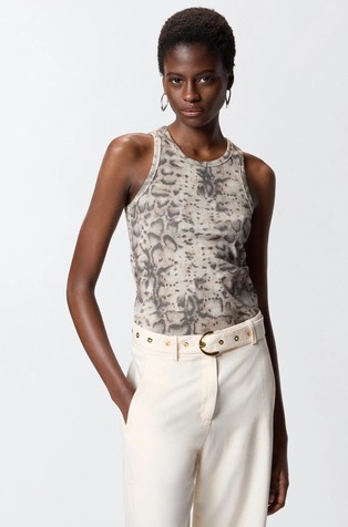 Rebrasta majica brez rokavov z vzorcem kačje kože