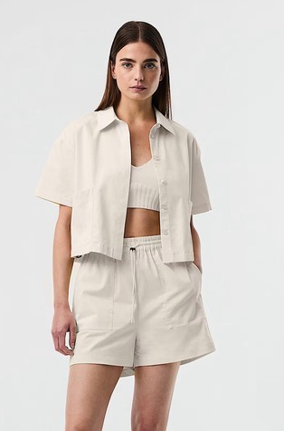 Stretch Organic Cotton Short-Sleeved Blouse