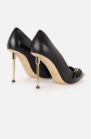 ELISABETTA FRANCHI Usnjeni salonarji s paščki Črna - Black 3