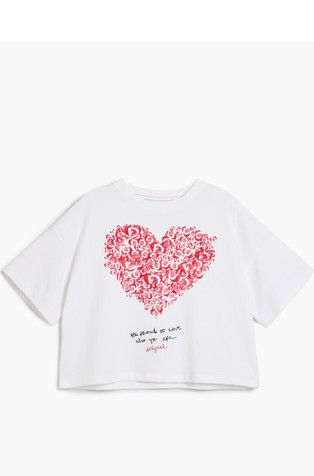 Oversize fit majica s kratkimi rokavi in potiskom srca