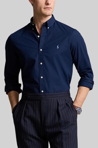 Slim fit srajca iz raztegljivega poplina