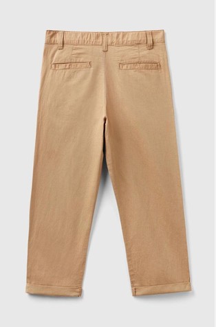 BENETTON Relaxed fit hlače iz lanene mešanice Bež - Camel 2