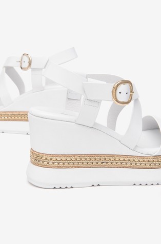 NEROGIARDINI Usnjeni sandali s polno peto Bela - White 4