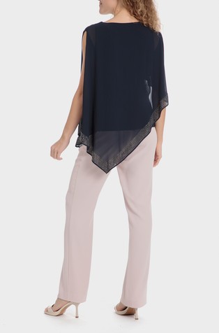 PUNT ROMA Bluza z ogrinjalom iz šifona Modra - Dark Blue 4