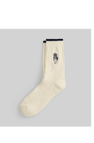 Cable-knit Polo Bear Crew Socks