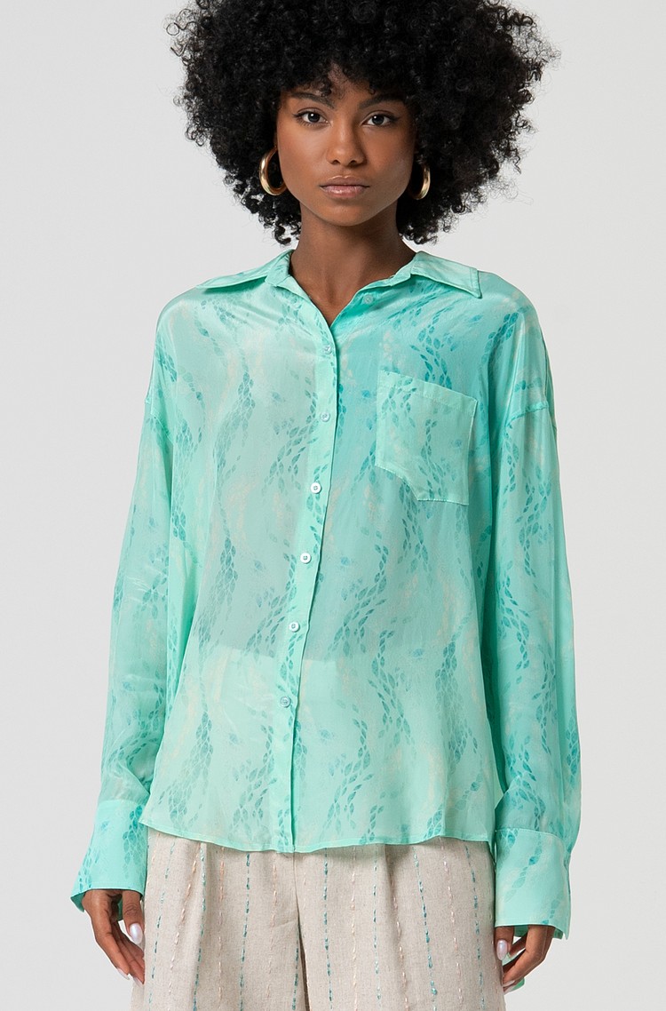 FRACOMINA Oversized fit viscose shirt Aqua 