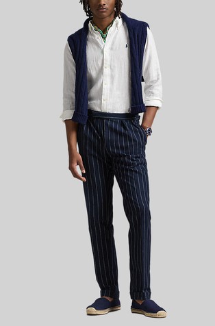 RALPH LAUREN Custom Fit Linen Shirt Ceramic White 3