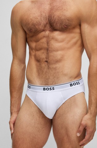 Three-pack of logo-waistband briefs in stretch cotton