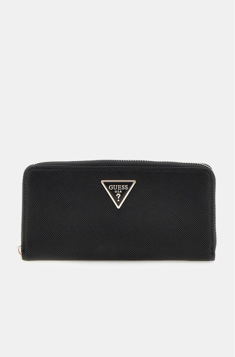 GUESS Laurel velika denarnica s saffiano vzorcem Črna - Black 