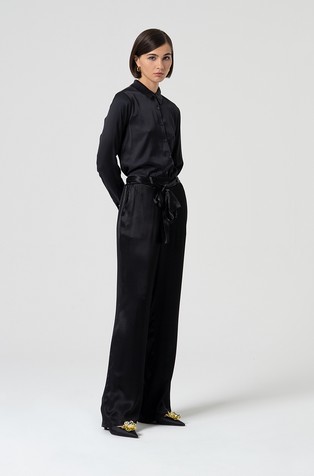 FRACOMINA Viscose satin pants Black 2