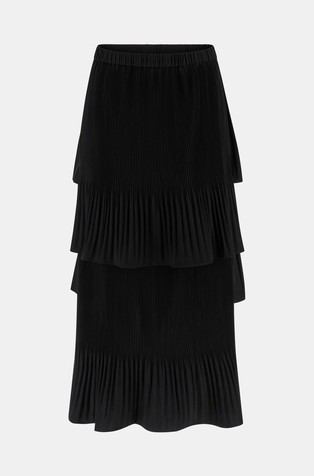 Pleated maxi skirt with flounces
