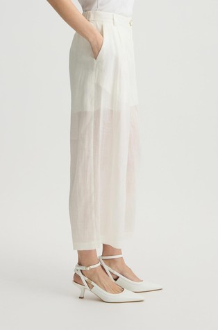 LIU JO Ramie palazzo trousers White 2