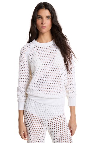 Luknjičasto pleten pulover iz bombaža in najlona