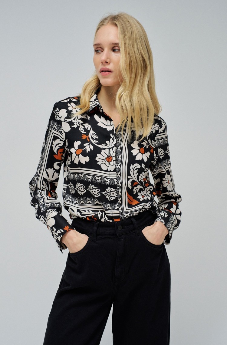 SALSA JEANS Patterned satin shirt Black / Multi 