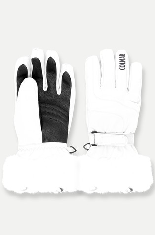 Ski gloves with technical fur hem