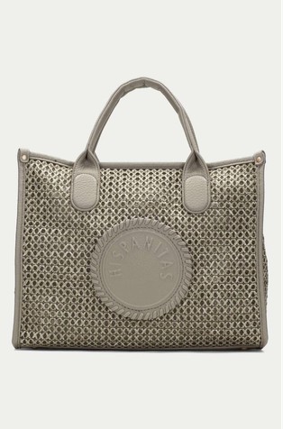 Raffia-effect shopper bag