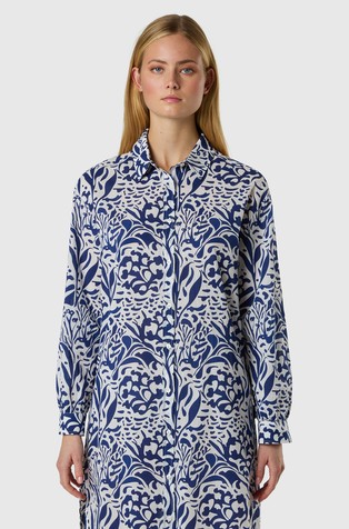 Muslin shirt dress with print