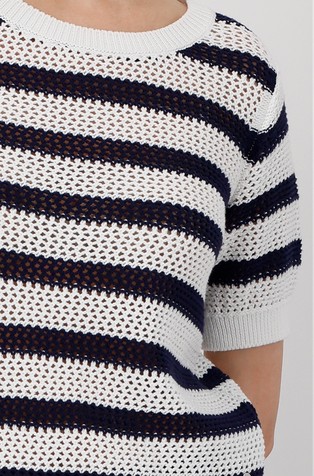 MONARI Striped knitted short-sleeved jumper White/Blue 4
