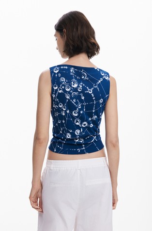DESIGUAL Tyler McGillivary majica brez rokavov Modra - Blue / White 2