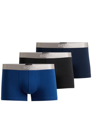 Three-pack of cotton boxers with metallic waistband