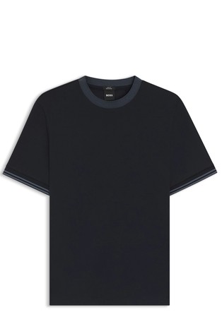 Slim fit majica s kratkimi rokavi iz merceriziranega bombaža