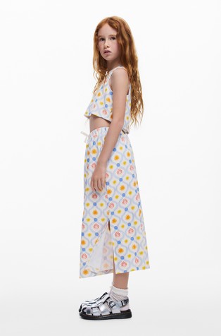 Bombažno midi krilo z vzorcem