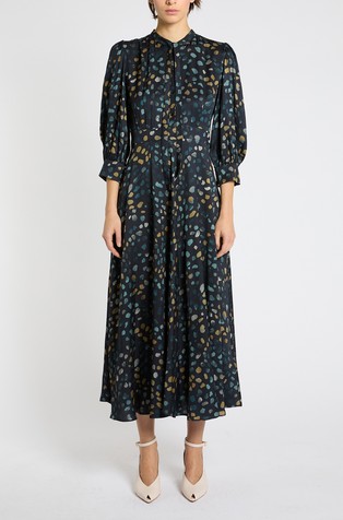 Midi shirt dress with pattern