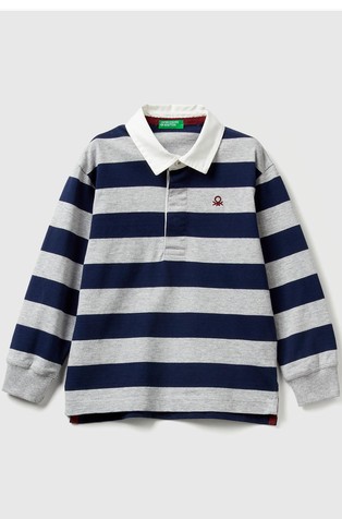 Striped rugby polo in cotton