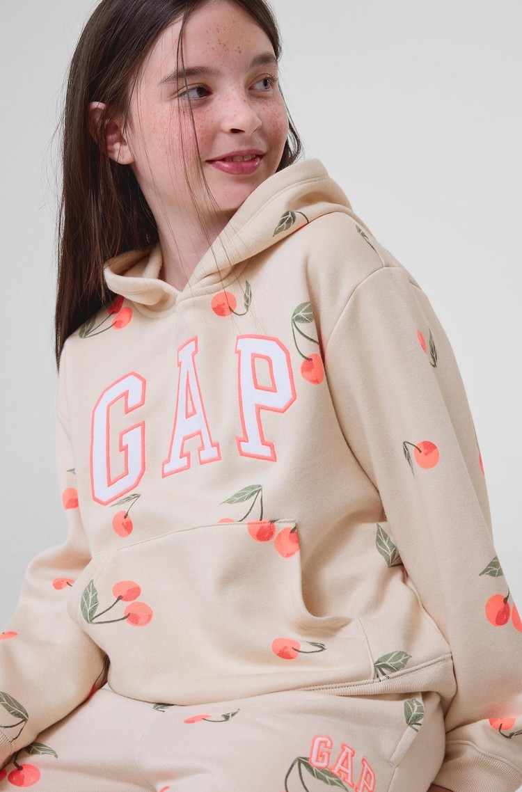 GAP Kids Relaxed Gap Logo Hoodie Cherry Print 