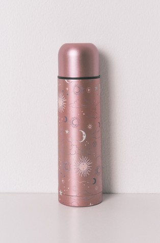 Metal thermos bottle with print