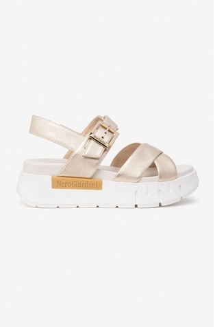 Metallic-Leather Sandals