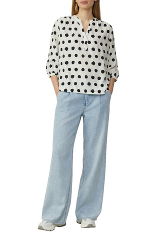 S.OLIVER Teksturirana bluza iz viskozne mešanice Bela - White / Multi 3