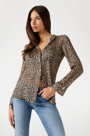 Srajca iz šifona z leopardjim vzorcem