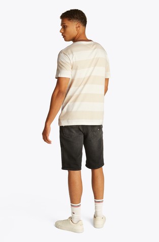 TOMMY HILFIGER Regular fit majica s širokim črtastim vzorcem Bež - Beige / White 2