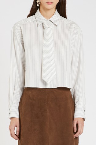 Cropped srajca z odstranljivo kravato