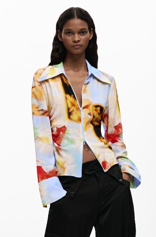 Viskozna srajca s cvetličnim vzorcem