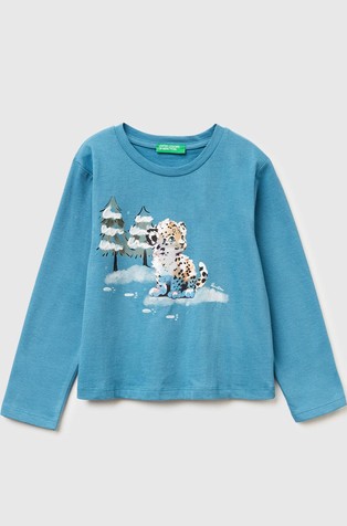 Bombažna majica z dolgimi rokavi in potiskom