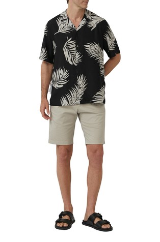 S.OLIVER Short-sleeved viscose blend shirt Black / White 3
